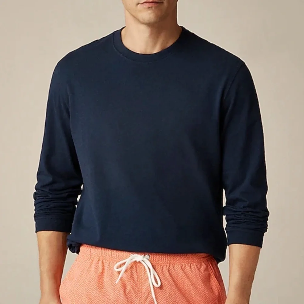 J crew dark navy Relaxed long-sleeve premium-weight cotton T-shirt